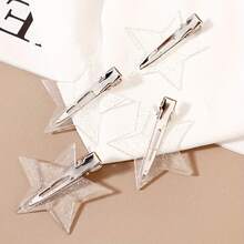 4pcs Hair Clips, Sweet Hair Clips, Star-Shaped Hair Clips, Cute Fashion Women's Hair Clips, Wrinkle-Free Edge Clips, Hair Accessories - A - View 3