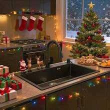 1 Set Hotel Home Kitchen Dishwashing Vegetable Washing Black Stainless Steel Multi-Function Large Sink, Includes Multiple Water Outlet Modes, Pull-Out Faucet, Drain Outlet, Drain Pipe, Cleaning Faucet, Soap Dispenser 5040 (X) Black Diamond - Black - View 4