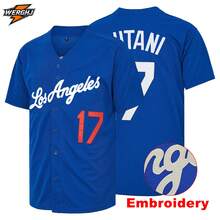 Men's #17 Shohei Blue LosAngeles Baseball Jersey,Letter Embroidery Baseball ,Fan Gift For Game Day - Blue - View 2