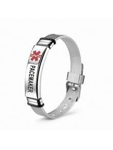 1PC Warning Sign Stainless Steel Mesh Bracelet, A Daily Travel Essential For Diabetic Patients, Adjustable Jewelry Accessory For Men And Women - Multicolor - View 11