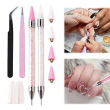 Diamond Painting DIY Drill Picking Tool Set - 2pcs Drill Pens, 2 Pairs Tweezers, 4pcs Pen Tips - Suitable For Rhinestones, Gemstones, Diamond Style Decoration - View 4