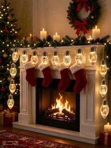 Christmas Wish Bottle Snowflake Ball LED String Lights, Built-In Santa Claus, Snowman, Reindeer And Mini Christmas Tree Warm Fairy Lights, Battery Operated Sparkling Light Beads, Suitable For Indoor/Outdoor Windows, Porch, Fireplace, Home Christmas Holiday Party Lighting Decoration - Multicolor - View 2