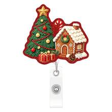 1pc Christmas Cat Shaped Badge Holder, Includes Gingerbread Man, Santa Claus And Christmas Tree Patterns, Retractable Card Holder With Clip, Suitable For ID Badge, Doctor ID, Nurse ID, Teacher Name Tag And More - Multicolor - View 8