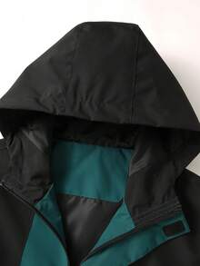 1pc Men's Casual Hooded Jacket With Zipper Pockets, Suitable For Daily Wear - Dark Green - View 5