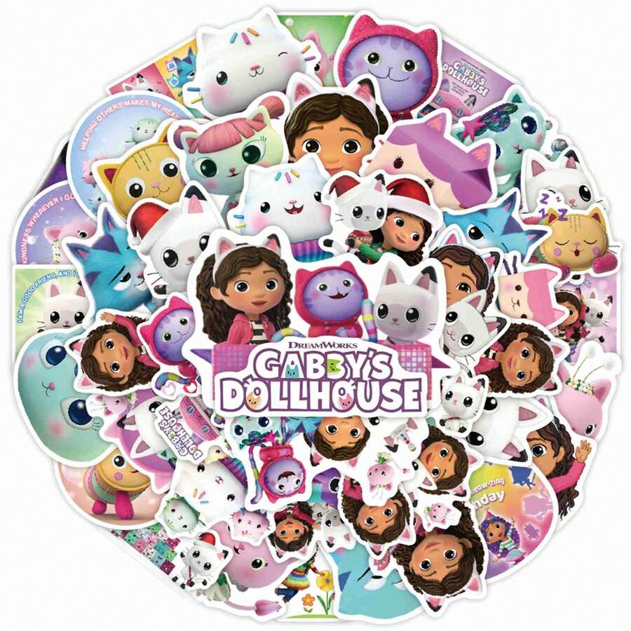 1set/50pcs Lovely Pastel Cartoon Animal Stickers, High Definition Print. Suitable For Skateboard, Helmet Decoration, Handmade Projects And Scrapbooking.(Stochastic Style) - Multicolor - View 1