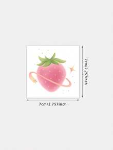 1 Sheet Cute Planet Strawberry Temporary Tattoo Stickers, Soft Gradient Fruit Star Sparkle Fake Tattoos For Thigh Arm, Waterproof Body Art Decals For Girls Sweet Daily Decor - Multicolor - View 5