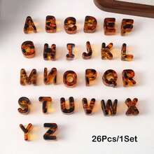 26pcs A-Z Tortoise Shell Acrylic Letter Beads, Large Hole, Suitable For DIY Keychains, Phone Chains, Jewelry Making - Brown - View 8