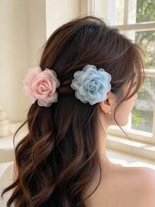 Rose Flower Hair Clip - High-End New Style Hair Accessory. Hair Claw For Updo. Hair Clip With Grip. - Multicolor - View 4