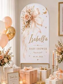 1Personalized Custom Name/Text/Photo Single-Sided Arch Cover, Suitable For Circular Top Background Frame, Weddings, Birthdays, Themed Parties, Party Decorations, Christmas, Halloween, Valentine's Day - Multi-color 4 - View 5