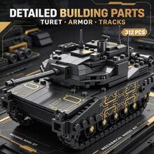 Black Gold Tank Series Building Model, 312 PCS 4-In-1 Adult Collectible Brick Kit, Heavy Armor, Tracks & Turret, Ideal Halloween, Christmas, Thanksgiving & Birthday Gift For Hobby Collectors - Multicolor - View 2