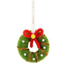 Mini Christmas Wreath Hanging Ornament, Bell Bow Santa Claus Style, Christmas Tree Decoration, Holiday Gift - Multi-color - View 6