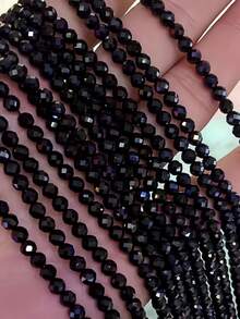 1 Strand Natural Black Spinel Faceted Round Beads, Fine Cut, Approx. 39cm Per Strand, August Birthstone, DIY Supplies For Bracelet Necklace - Faceted Round - View 7