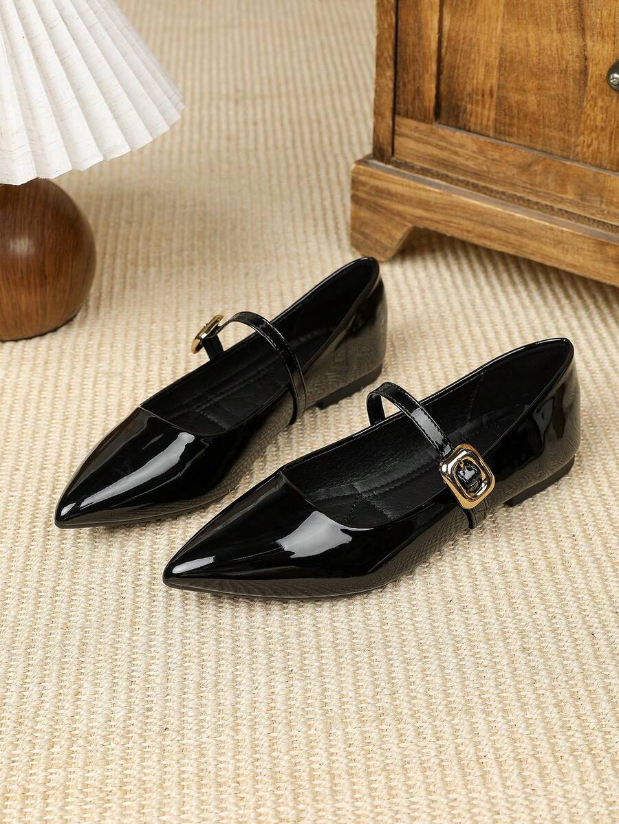 Pointed Toe Single Strap Pumps, Lightweight Office Commute Gentle Style Women's Shoes - Black - View 1