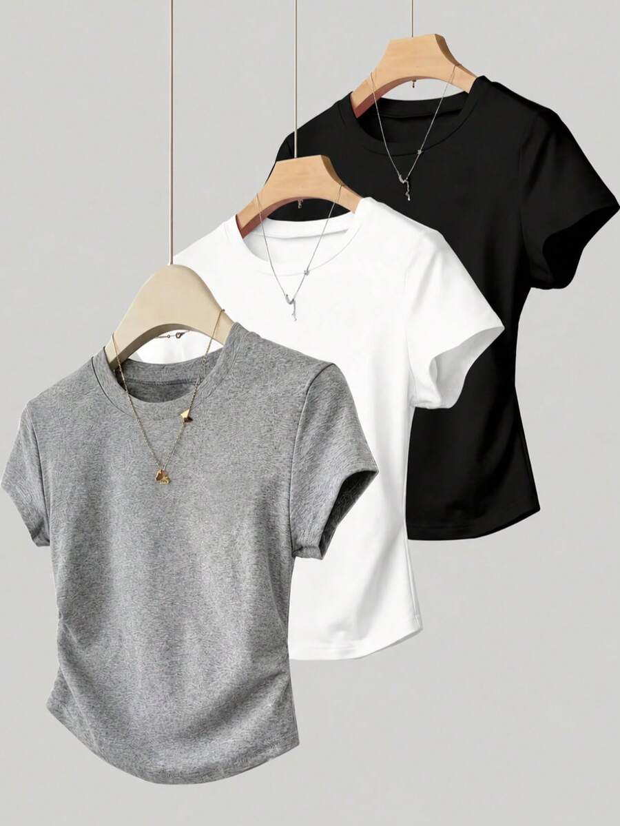 Women T-Shirts - White Black Gray - View 1