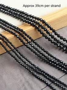 1 Strand Natural Black Spinel Faceted Round Beads, Fine Cut, Approx. 39cm Per Strand, August Birthstone, DIY Supplies For Bracelet Necklace - Faceted Round - View 5