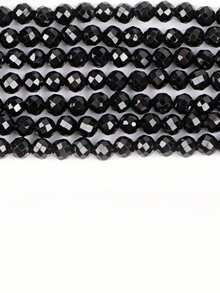 1 Strand Natural Black Spinel Faceted Round Beads, Fine Cut, Approx. 39cm Per Strand, August Birthstone, DIY Supplies For Bracelet Necklace - Faceted Round - View 11