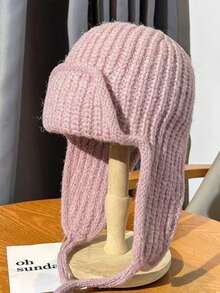 Women's Autumn/Winter Long Earflap Knitted Hat, Cycling Riding Cold-Proof Warm Hat, Face-Slimming Beanie, Lei Feng Hat, Winter Warm Hat, Perfect For Daily Wear - Multicolor - View 15