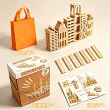 Solid Wood Building Blocks Toy Archimedes Building Sticks Children Creative Assembly Construction Rods Educational Toy Gift - Multicolor - View 8