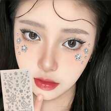 Butterfly & Flower Face Rhinestone Stickers, Self-Adhesive Face Gems For Eyes, Forehead, Cheeks And Body Decoration, Suitable For Festivals, Parties, EDM Events, Concerts, Halloween, Carnival, Weddings, Bridal Makeup, Cosplay, Daily Makeup; Includes Silver / Pink / Iridescent Butterfly, Flower And Rhinestone Styles, And Removable Body Stickers, Suitable For Women, Girls, Teens, Makeup Artists; Lightweight Texture, Easy To Apply And Remove, Multi-Functional Face And Body Decoration - Multicolor - View 3