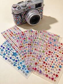 1 buah Set Stiker Rhinestone 3D Warna-warni dengan Pinset, Stiker Permata Bulat Bintang Hati Warna-warni, Stiker Rhinestone Akrilik Perekat Diri 3D, Stiker Dekorasi Gelas Air, Tersedia Berbagai Gaya, Cocok untuk Casing Ponsel, Gelas, Kamera, Casing Earphone, Earphone, Gantungan Kunci, Stiker Kreatif Dekorasi Gelas Air - Satu-Ukuran - View 5