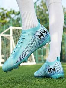 New Men Soccer Shoes Training High-Quality Sneakers Grass Light Football Boots Non-Slip Mid-Top Match Hot-Selling Cleats Outdoor - Blue - View 4