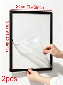 3pcs Self-Adhesive Sign Clips, Picture Poster Frame, Self-Adhesive Paper Holder, Screw-Free No-Installation Design, Double-Sided Window Self-Adhesive Display Frame With Transparent PVC, Suitable For Office/Store/Door/Glass/Refrigerator Display, Indoor Christmas Decoration//Christmas Decoration - A - View 10