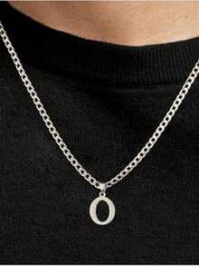 1pc 26 Letters Necklace For Men, Daily Wear, Banquet, Party, Wedding, Valentine's Day Gift - Steel - View 12