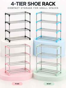 Kệ giày 4 tầng độc lập - Khung kim loại và ngăn nhựa, dễ lắp ráp, tủ lưu trữ đứng sàn, phù hợp cho lối vào, phòng khách, ký túc xá - Đồ dùng thiết yếu cho gia đình và ký túc xá, cấu trúc chắc chắn, thiết kế tối giản - Nhiều màu - Xem 7