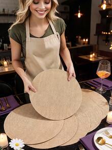 Tkvega • Home 1-12pcs Round Jute Placemats, Coasters, Heat-Resistant Table Mats, Suitable For Kitchen And Dining Room, Wedding Tablecloth, Home Decor, Wedding Decorations, Room Decor, Suitable For Wedding Party, Birthday Party, Family Gathering - Multicolor - View 2