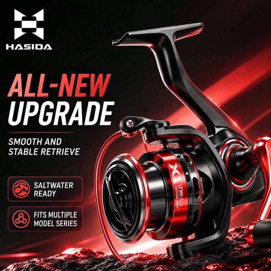 HASIDA X1 Rotating Fishing Reel, Full Metal Slanted Spool, Interchangeable Left/Right Hand Handle, Long Distance Casting, Universal Micro Fish Reel
