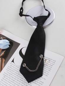 1pc Chain Slouchy Tie, Suitable For Casual Streetwear, Daily Wear, College Style Shirts - Multicolor - View 7