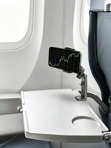1pc Adjustable Airplane Phone Holder Clip - 360° Rotating Travel Phone Stand, Travel Essential, Holiday Essential, Suitable For Table Tray, Portable And Durable, Phone Accessory - Multicolor - View 4