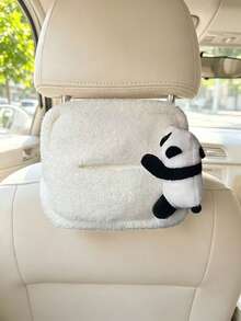 1PC Cute Panda Plush Tissue Box Holder, Lamb Wool Decorative Tissue Storage Box, Easy Disassembly And Assembly, Neat Storage, Car Accessory - Tissue Box - View 10