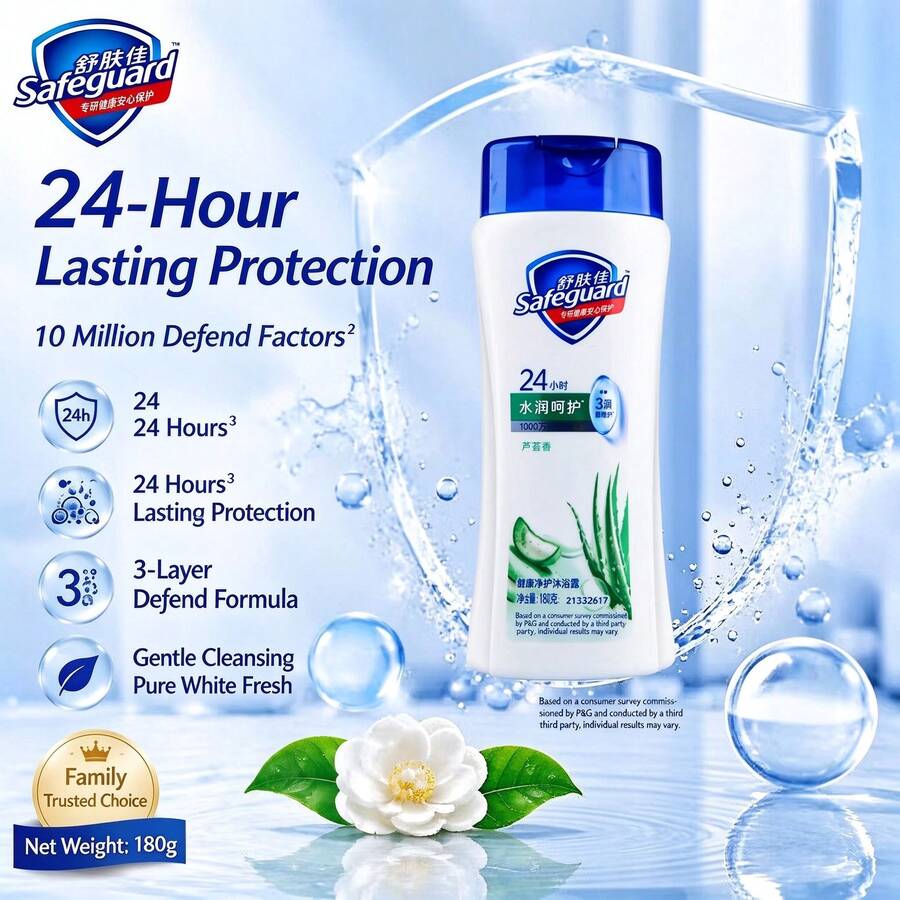 Safeguard Body Wash, Pure & Clean, Aloe Scent, 180ml - Aloe Scent 180ml - View 1