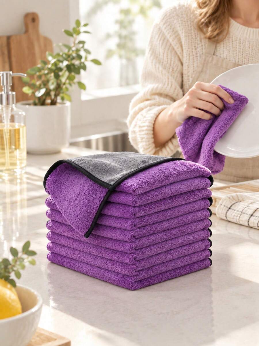 15/10/5/1pc Magic Microfiber Cleaning Towels, Non-Scratch, Soft, Super Absorbent, Quick-Drying, Reusable, Suitable For Kitchen, Bathroom, Car, Electronic Devices, Glasses, Faucets And More. Suitable For Faucet Cleaning, Cleaning Towels, Washable Fabric - A - View 1