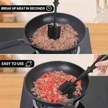 Black Heat-Resistant Nylon Handheld Meat Masher/Chopper - Non-Stick Multi-Function Tool For Ground Meat, Beef And Potato Mash Preparation - Multicolor - View 6