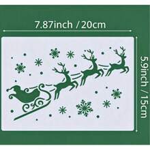 1pc Reusable Deer Sleigh Stencil, Suitable For Christmas, Winter Art Projects, Fabric, Canvas, Wall And Home Decor - A - View 10