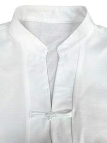 Spring/Autumn Solid Color Elegant New Chinese Style Stand Collar Frog Button Casual Versatile Shirt - White - View 3