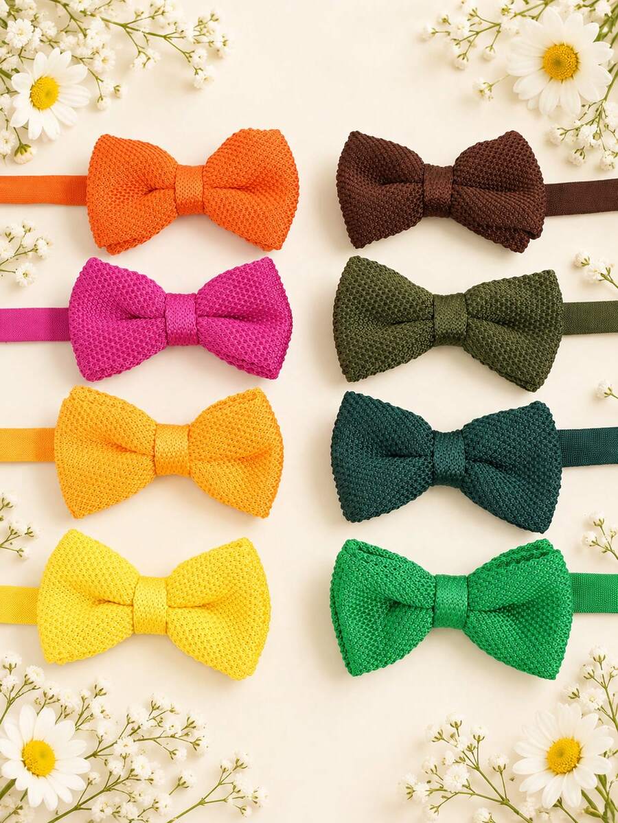 1PC Fashion Casual Minimalist Unisex Solid Color Soft Knitted Double Layer Bowknot Collar Comfortable Versatile Suitable For Daily Wear, Holidays, Shopping, Campus, Party, Banquet - Multicolor - View 1