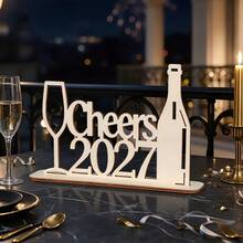 2027 HAPPY NEW YEAR Party Decoration Wooden Tabletop Ornament Holiday Celebration Plaque - New Year - View 3