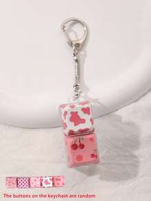 4/3/2/1 Key Sweet Pink Cherry Cow Polka Dot Pattern Cube Keychain, Lightweight & Durable, Decorative Spring Clip, Bag Charm, Key Ring, Suitable For Men & Women, Backpack Decoration, Wallet Pendant, Car Key, Handbag Accessory, Daily Commute, Holiday Gift, Party Favor, Christmas Valentine's Day Birthday Wedding Gift - Multicolor - View 12