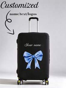 1pc Custom Luggage Cover, Unique, Lightweight, Travel, Luggage Dust Cover, Elastic, Printable, Photogenic, Thickened, One-Piece Custom, Large Capacity, Lightweight, Cute, Fashionable, Personalized, Travel, Travel Essential, Solid Color, Large, Medium, Small, Business Travel - Black - View 1