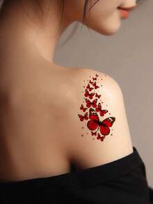 30Pcs Butterfly Temporary Tattoo Sticker, Colorful Waterproof Fake Tattoo For Women, Y2k Style Fake Tattoo Sticker For Wrist & Body Festival, Y2k Themed Makeup & Party Body Decoration - Multicolor - View 4