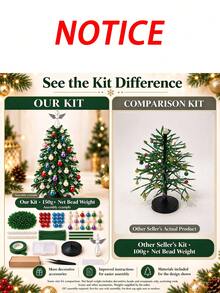 DIY Beaded Christmas Tree Set, Handmade Beaded Craft Decoration Kit, Includes Colorful Beads, Hanging Ornaments, Topper And Base, Suitable For Desktop Holiday Display, Winter Home Decor, Christmas Party Decoration, Christmas DIY Crafts, Creative Handmade Gifts - Regular Model - View 12