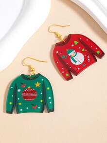 1 Pair Acrylic Sweater Christmas Earrings Studs Snowflake Santa Claus Cartoon Earrings Jewelry For Women - Multicolor - View 5