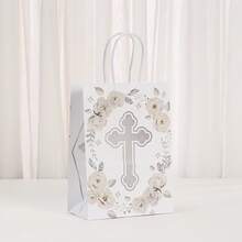 Baptism Gift Bag Religious Commemorative Bag Suitable For Baptism, First Communion, Christmas, Nativity Party, Paper Gift Bag With Handle, Cross Design, Halloween, Thanksgiving, Easter, New Year, Wedding, Random Color And Style - White - View 9