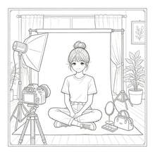 1 Adult Coloring Book Cozy Girl Daily Life Coloring Book, 24 Pages Relaxing Home Scenes Coloring Pages, Suitable As Birthday And Holiday Gift For Women And Girls - Floral Girl - View 8
