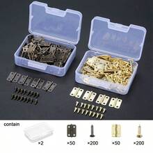 50pcs/Box Hinges + 200pcs Screws, Iron Gold/Antique Bronze Color, 4-Hole Durable Furniture Hardware, 18*15mm Mini Round Hinge Decor - Mini Hinge - View 11