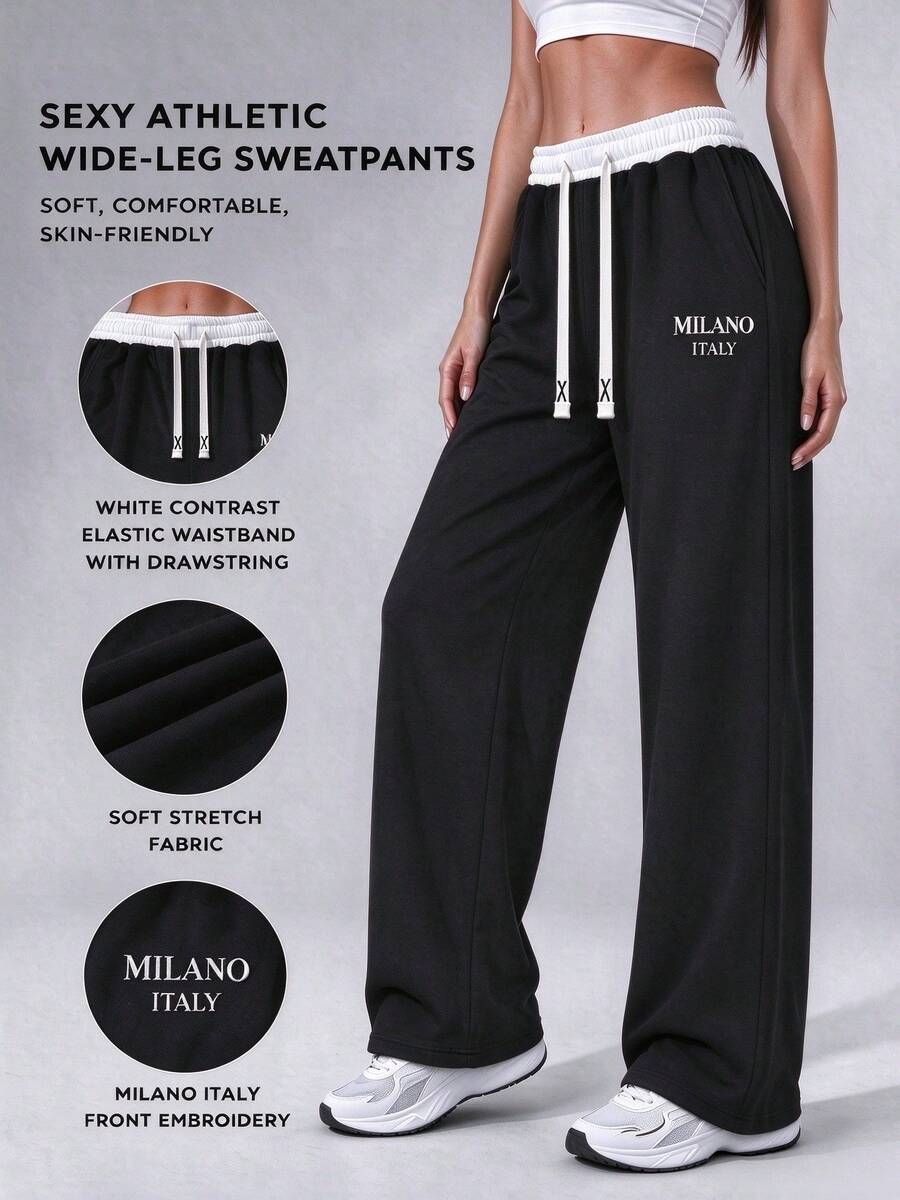 1pc Women's Spring/Autumn Soft Comfortable Breathable Straight Leg Jogging Fitness Workout Pants, Sweatpants, Joggers