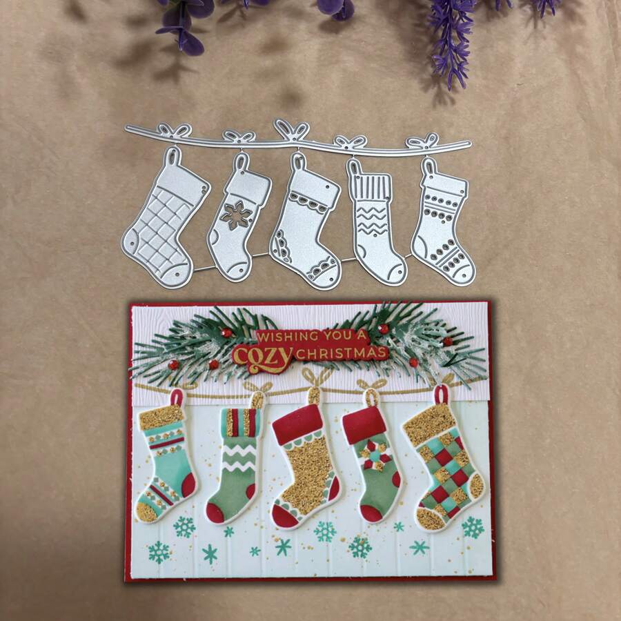 1pc New Christmas Sock Metal Cutting Die, Suitable For Christmas, Perfect For Making Photo Albums, Paper Crafts, Cards, Embossing And Decorations,